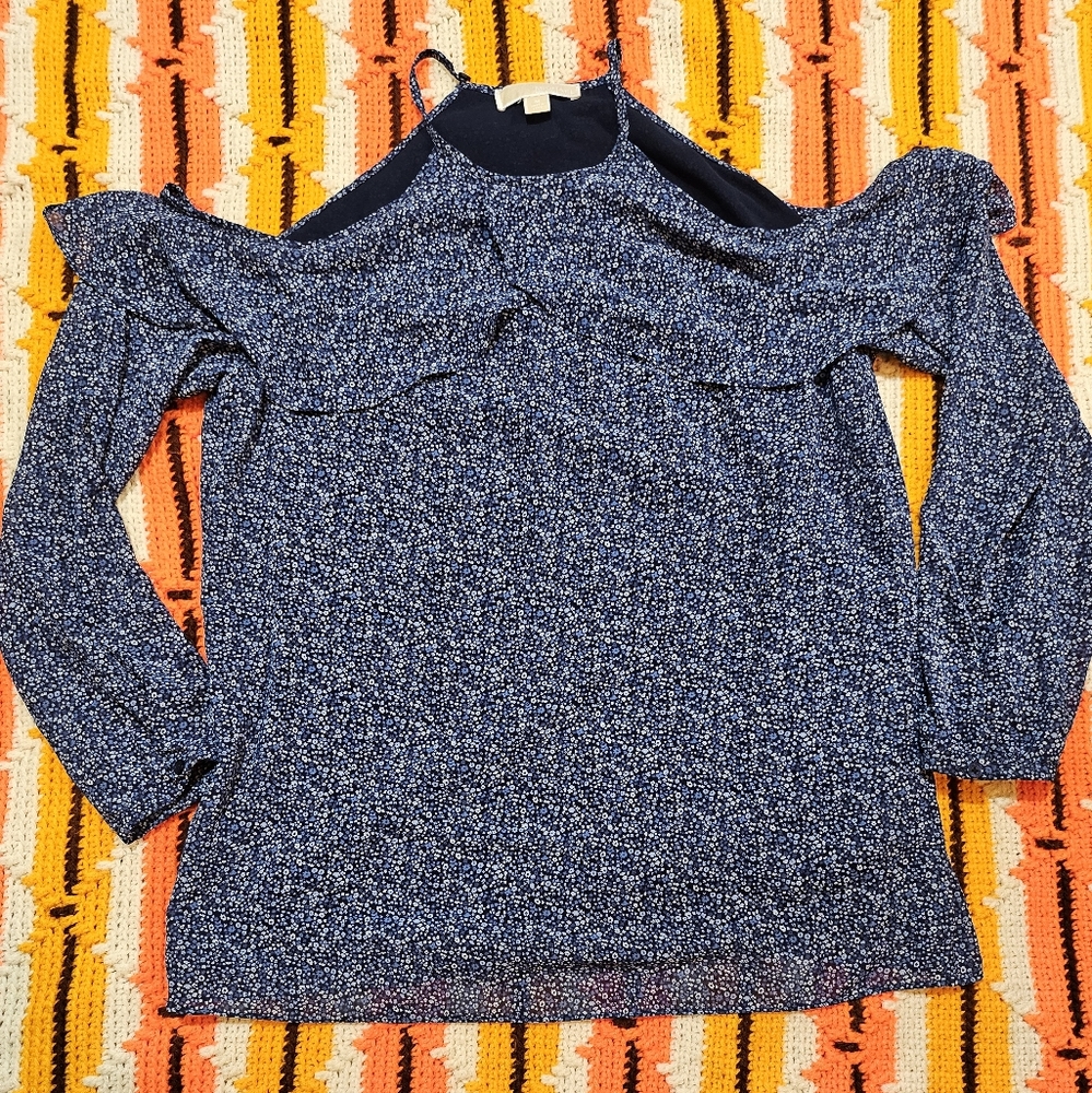 Michael Kors Off Shoulder Floral Blouse. Sz Med